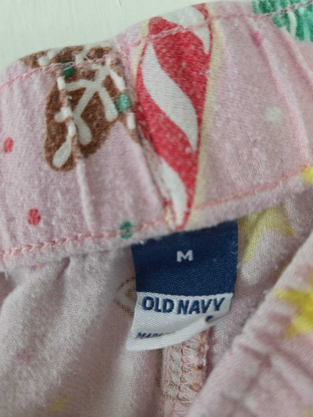 Old Navy Pink Holiday Gingerbread Print Pajama Pants with Red Drawstring - Picture 2 of 5